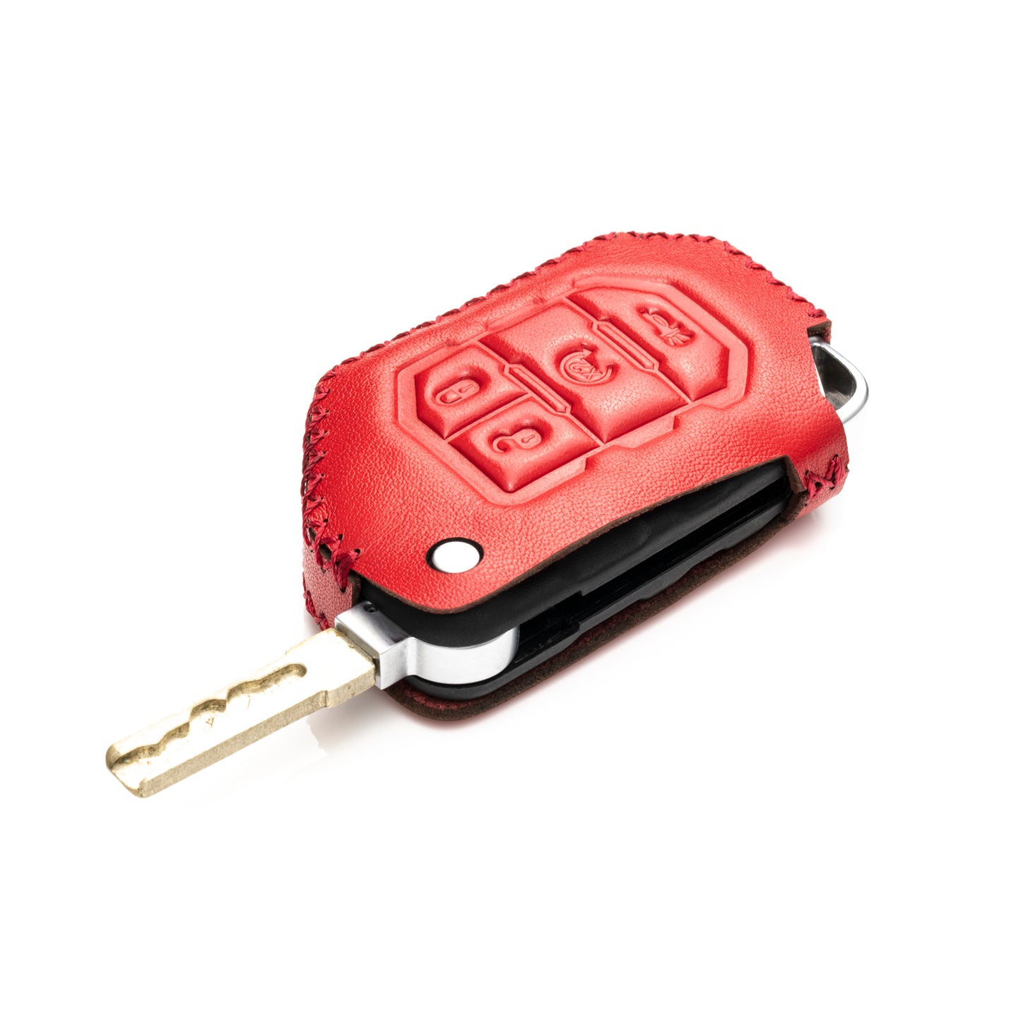 Vitodeco Leather Key Fob Case Compatible for 2018-2024 Jeep Wrangler, 4-Button
