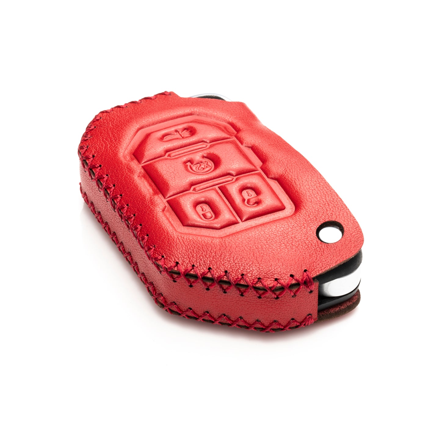 Vitodeco Leather Key Fob Case Compatible for 2018-2024 Jeep Wrangler, 4-Button