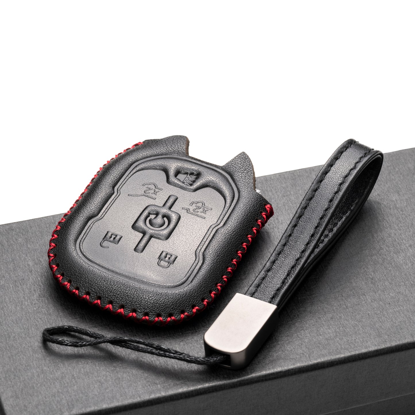 Vitodeco Leather Key Fob Case Compatible for 2015-2021 GMC Yukon, Yukon XL, Yukon Denali, 6-Button