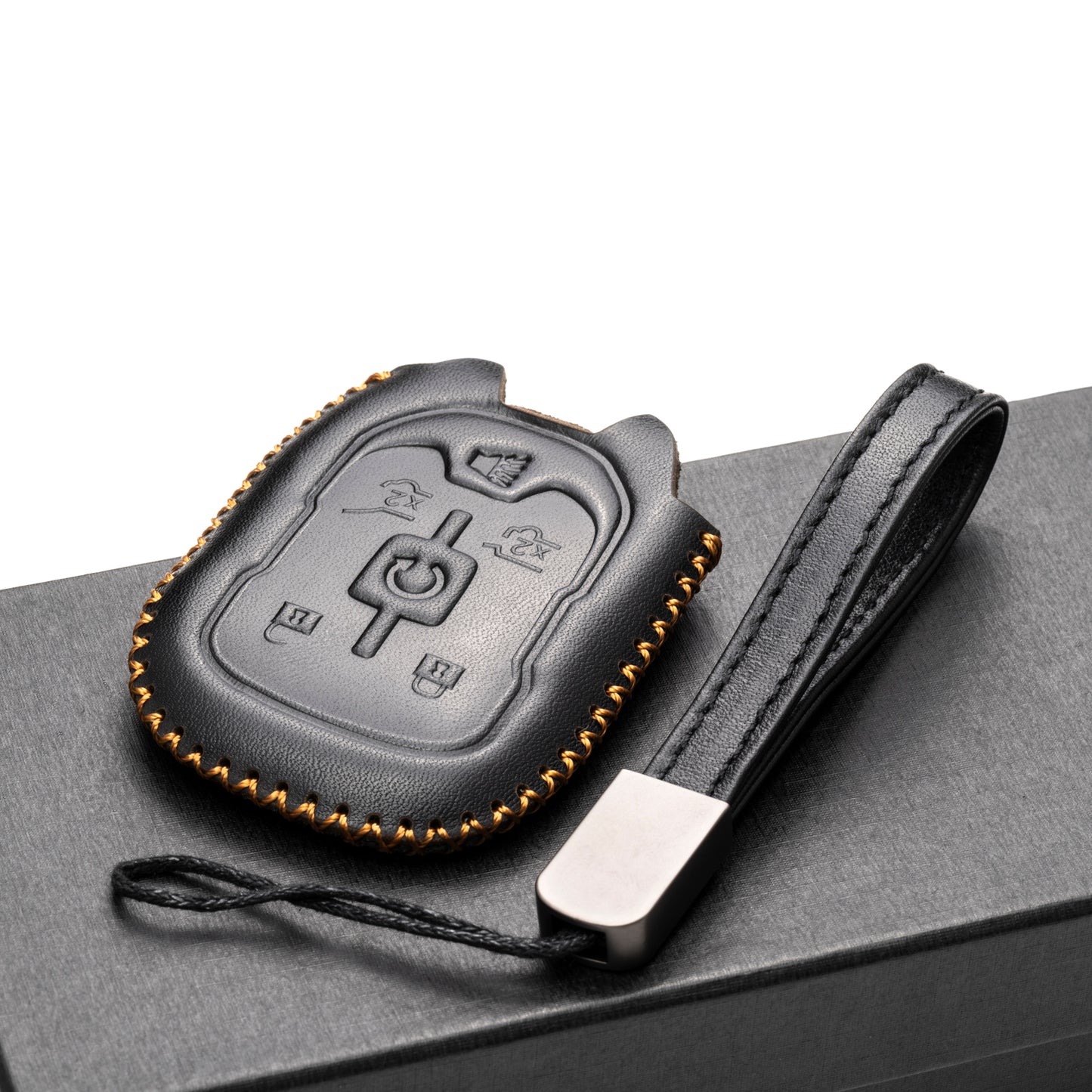 Vitodeco Leather Key Fob Case Compatible for 2015-2021 GMC Yukon, Yukon XL, Yukon Denali, 6-Button