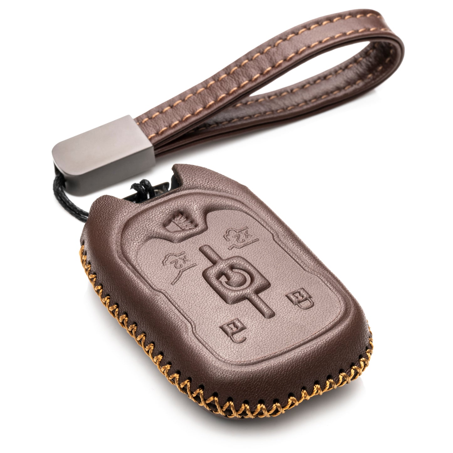 Vitodeco Leather Key Fob Case Compatible for 2015-2021 GMC Yukon, Yukon XL, Yukon Denali, 6-Button