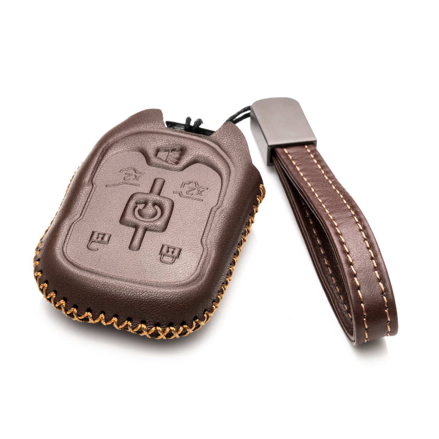 Vitodeco Leather Key Fob Case Compatible for 2015-2021 GMC Yukon, Yukon XL, Yukon Denali, 6-Button