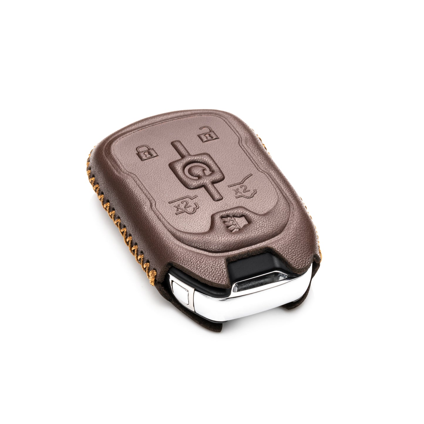Vitodeco Leather Key Fob Case Compatible for 2015-2021 GMC Yukon, Yukon XL, Yukon Denali, 6-Button