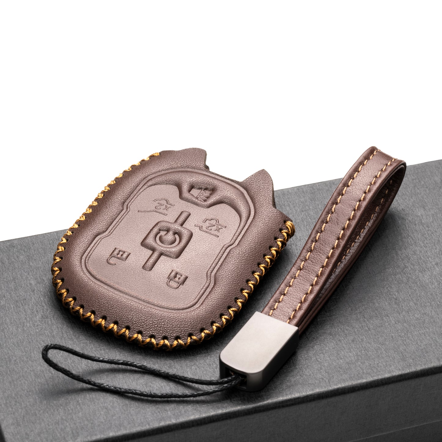 Vitodeco Leather Key Fob Case Compatible for 2015-2021 GMC Yukon, Yukon XL, Yukon Denali, 6-Button