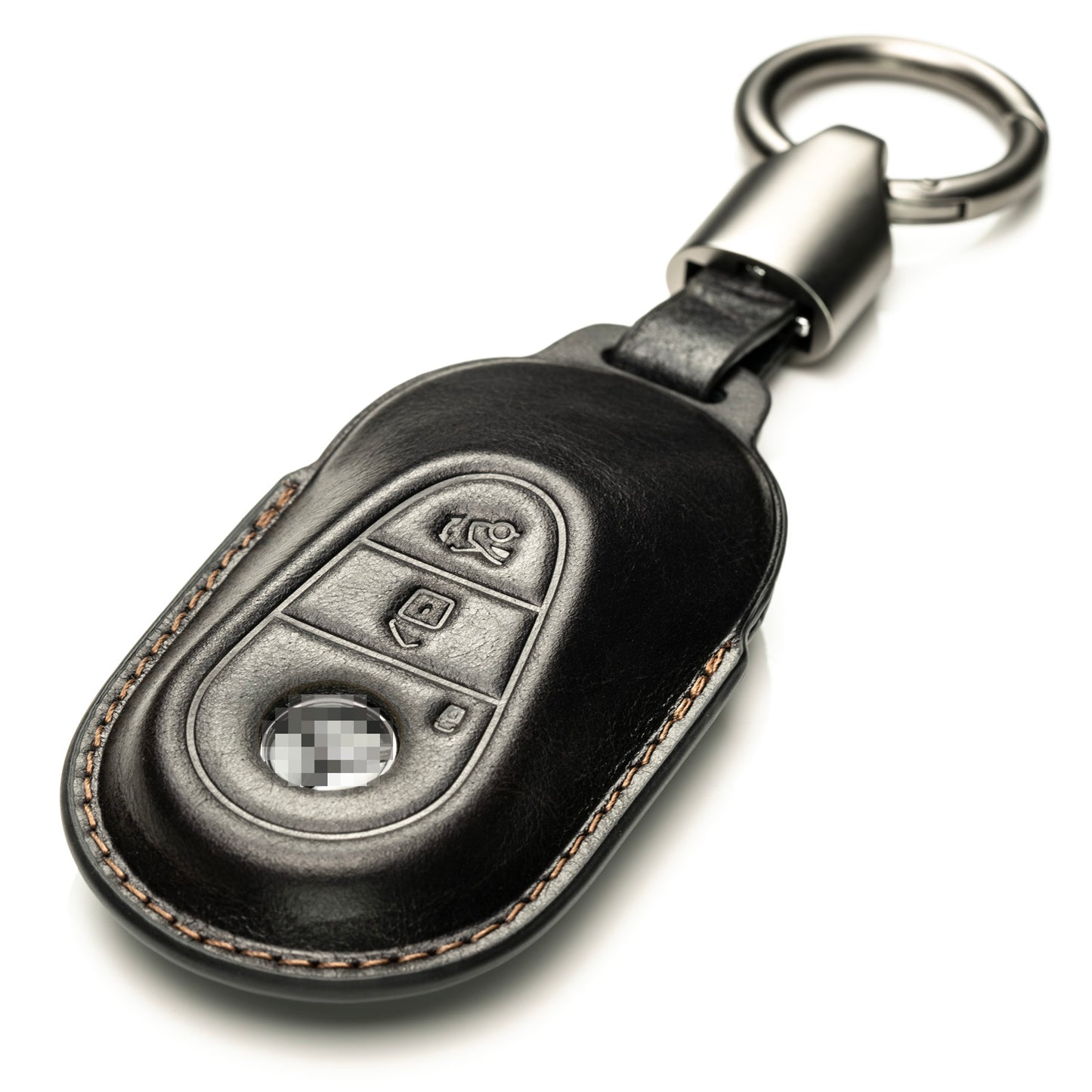 Vitodeco Superior 3D Leather Key Fob Case Compatible for Mercedes-Benz C-Class, S-Class, GLC, EQB SUV, EQS Sedan, EQS SUV, EQE Sedan, EQE SUV 2023-2025, 3-Button