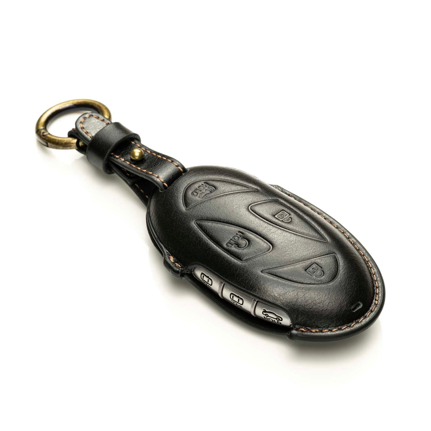 Vitodeco Superior 3D Premium Leather Remote Key Fob Case Cover Protector Compatible with Hyundai Santa Fe, Hyundai IONIQ 6