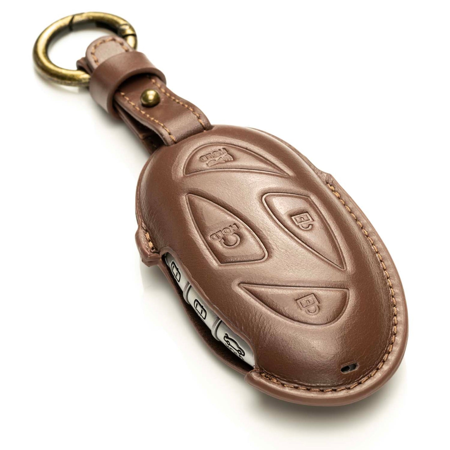 Vitodeco Superior 3D Premium Leather Remote Key Fob Case Cover Protector Compatible with Hyundai Santa Fe, Hyundai IONIQ 6