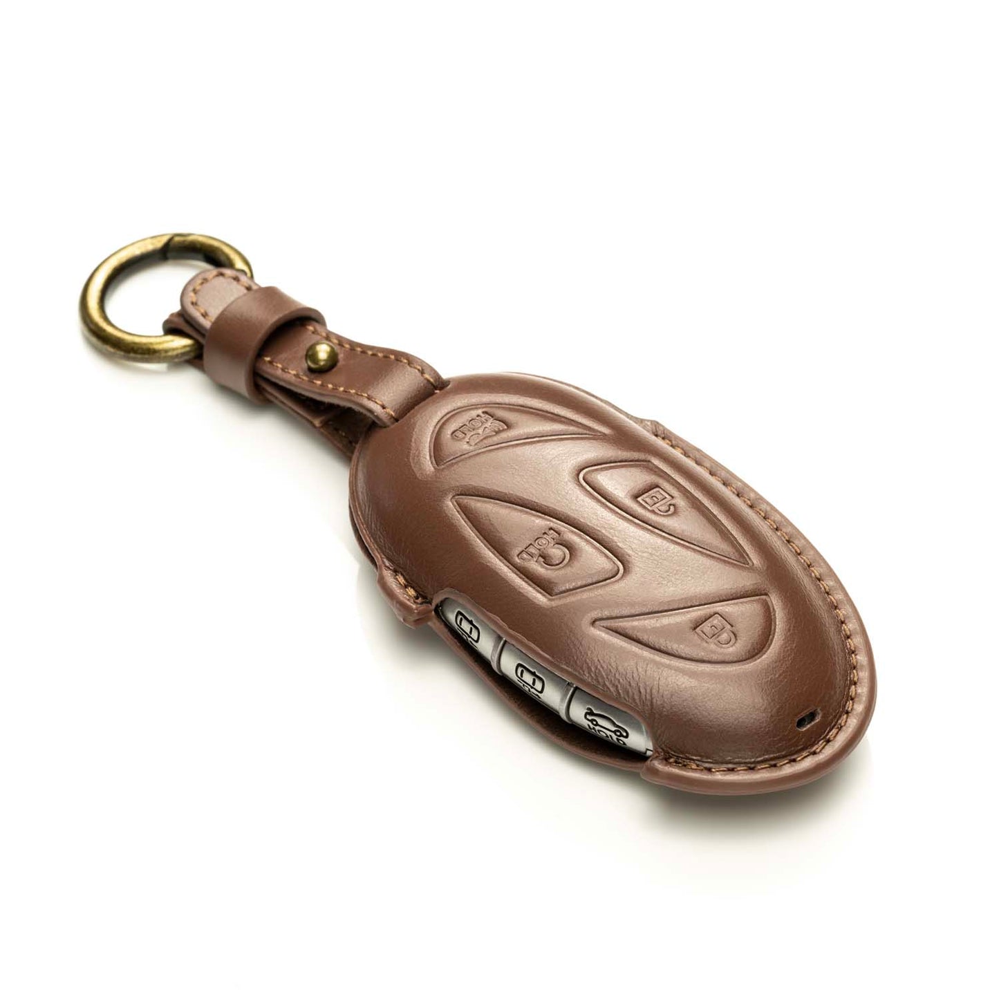 Vitodeco Superior 3D Premium Leather Remote Key Fob Case Cover Protector Compatible with Hyundai Santa Fe, Hyundai IONIQ 6
