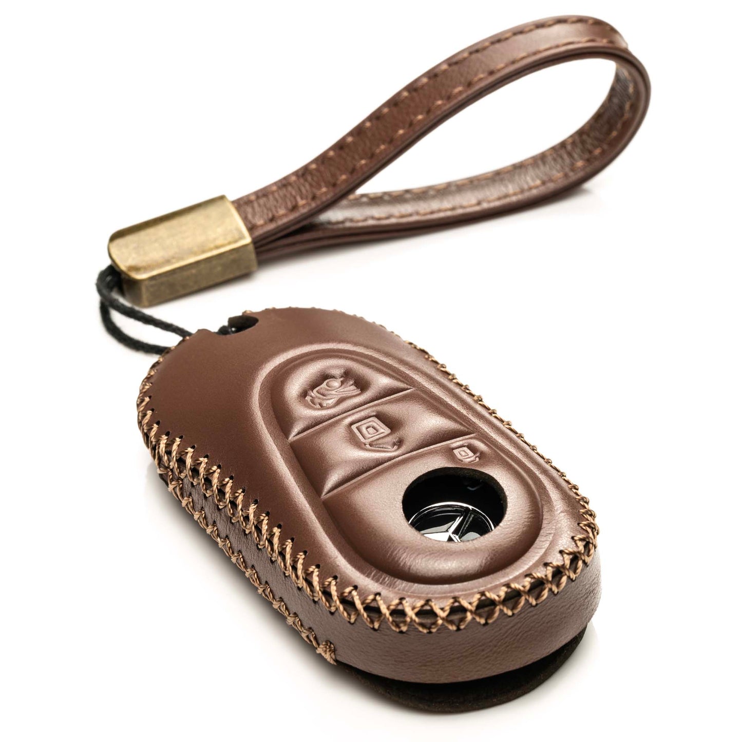 Vitodeco Superior Leather Key fob case compatible for 2023-2025 Mercedes-Benz S-Class, Mercedes-Benz C-Class, Mercedes-Benz GLC, EQS, 3-Button