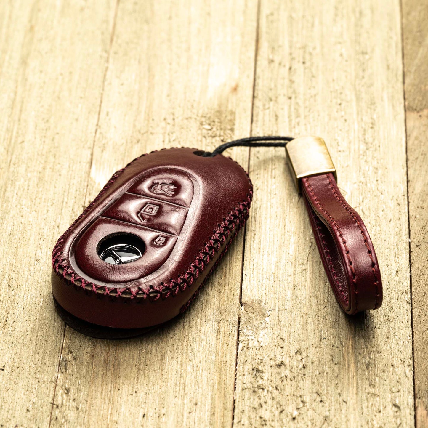 Vitodeco Superior Leather Key fob case compatible for 2023-2025 Mercedes-Benz S-Class, Mercedes-Benz C-Class, Mercedes-Benz GLC, EQS, 3-Button