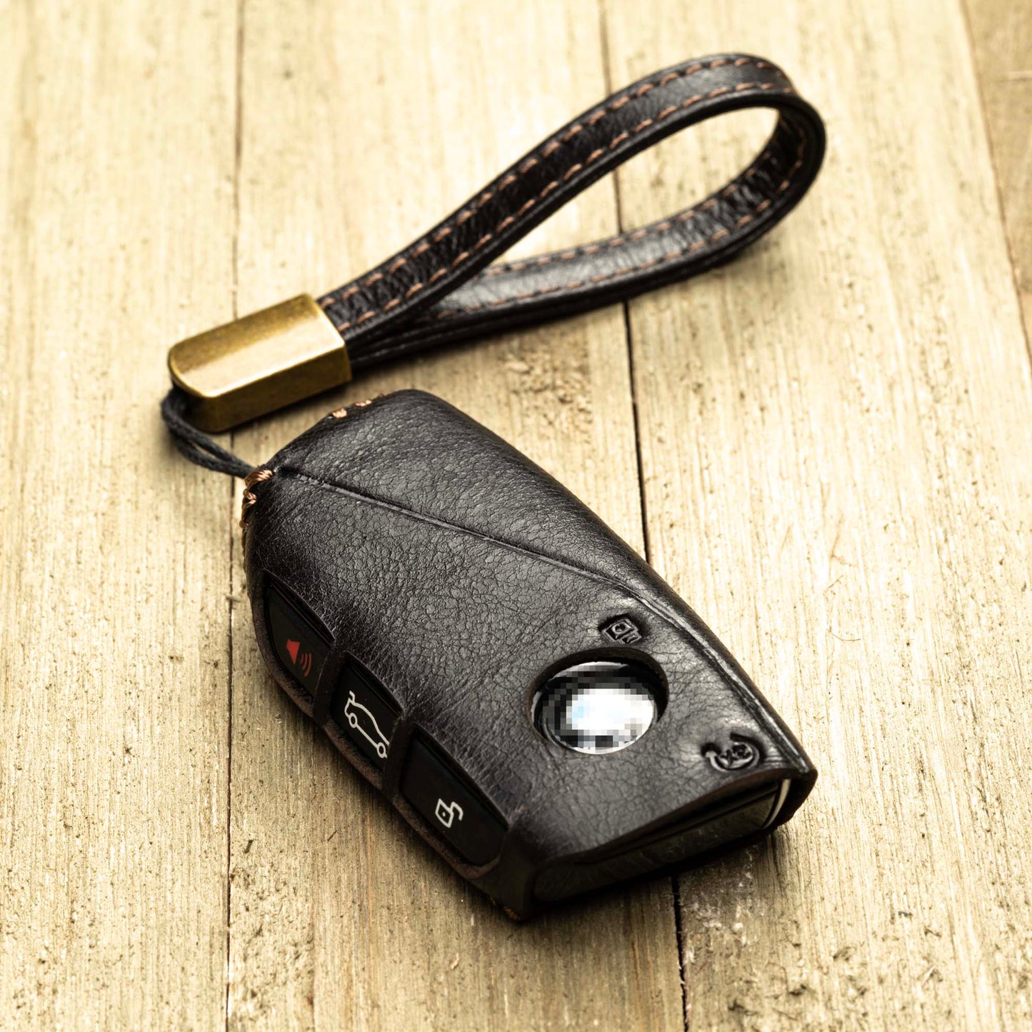 Vitodeco Superior Leather Key Fob Case Compatible for 2023-up BMW X7, X1, 3 series, 7 series, iX, i4, i7, 2024-up BMW X5, X6, 5 Series, 4-Button