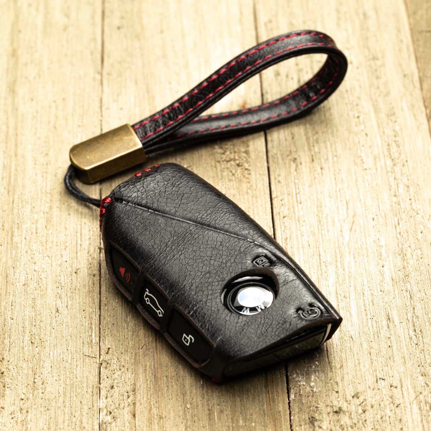 Vitodeco Superior Leather Key Fob Case Compatible for 2023-up BMW X7, X1, 3 series, 7 series, iX, i4, i7, 2024-up BMW X5, X6, 5 Series, 4-Button
