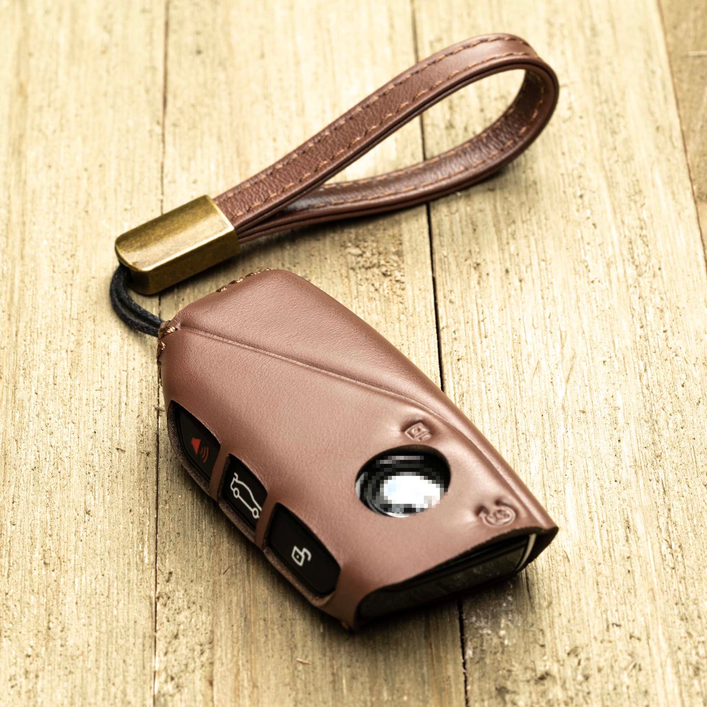 Vitodeco Superior Leather Key Fob Case Compatible for 2023-up BMW X7, X1, 3 series, 7 series, iX, i4, i7, 2024-up BMW X5, X6, 5 Series, 4-Button