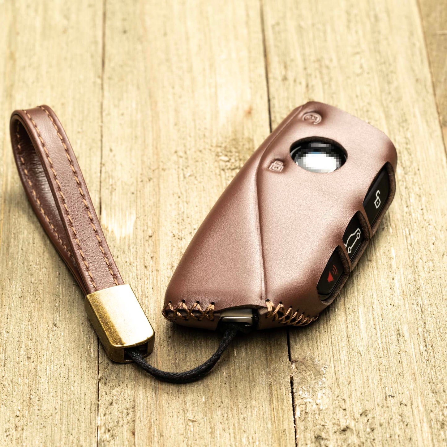 Vitodeco Superior Leather Key Fob Case Compatible for 2023-up BMW X7, X1, 3 series, 7 series, iX, i4, i7, 2024-up BMW X5, X6, 5 Series, 4-Button