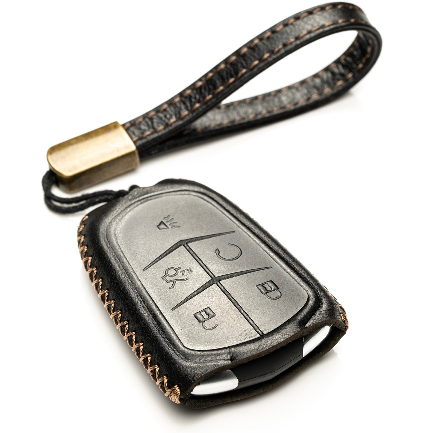 Vitodeco Superior Leather Key Fob Case Compatible for Cadillac XT4, Cadillac XT5, Cadillac XT6 2019-2025, 5-Button