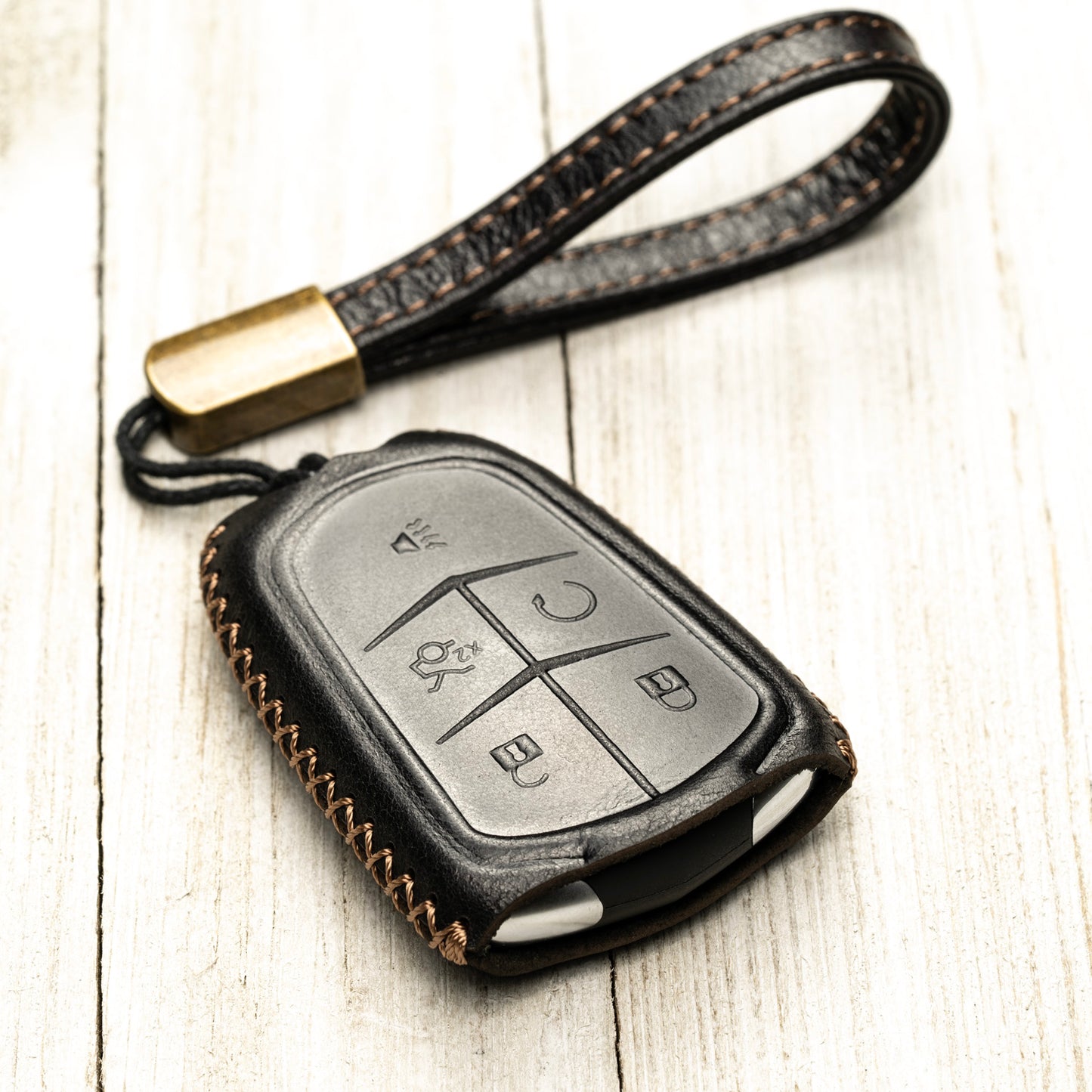 Vitodeco Superior Leather Key Fob Case Compatible for Cadillac XT4, Cadillac XT5, Cadillac XT6 2019-2025, 5-Button