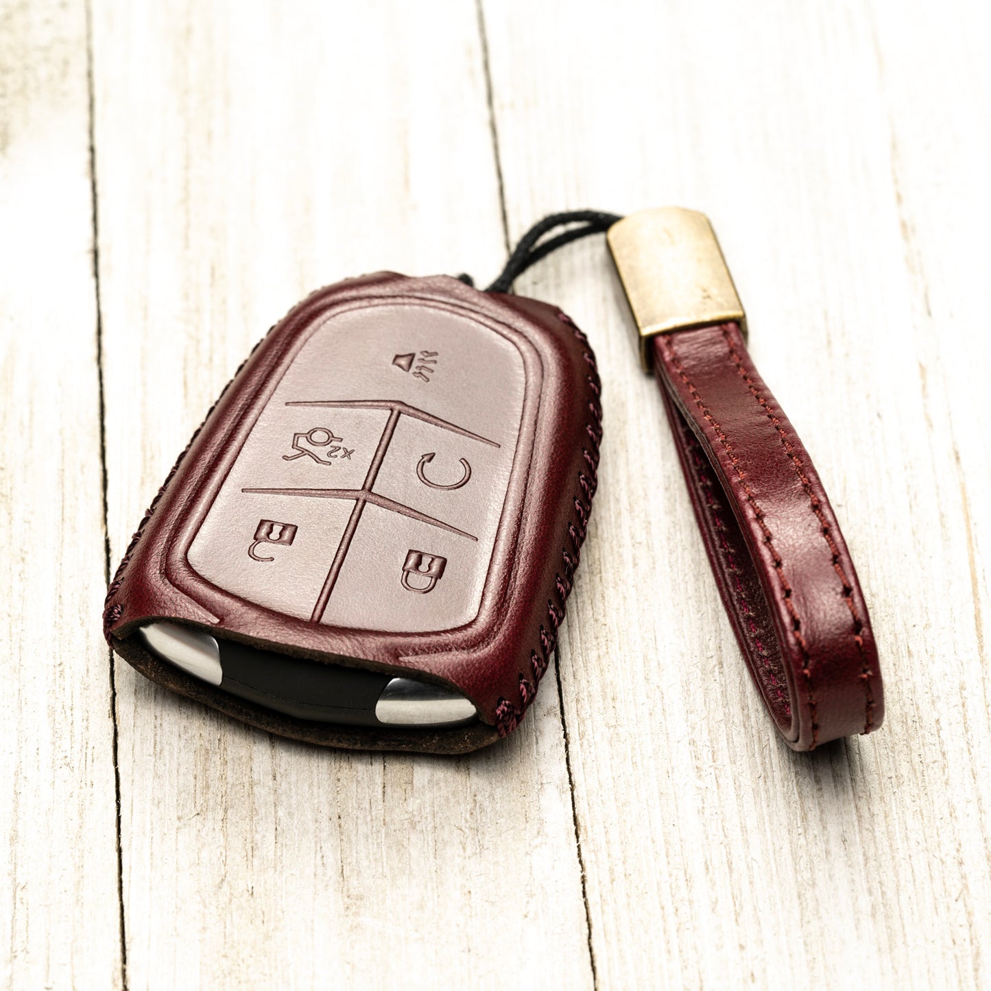 Vitodeco Superior Leather Key Fob Case Compatible for Cadillac XT4, Cadillac XT5, Cadillac XT6 2019-2025, 5-Button
