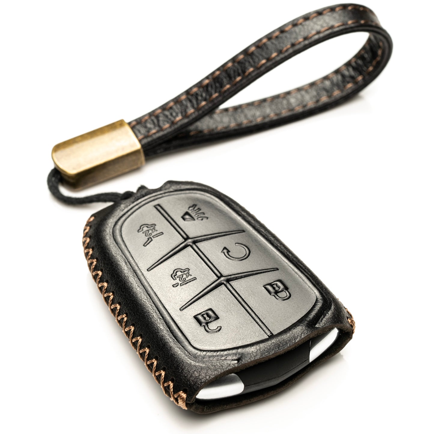 Vitodeco Superior Leather Key Fob Case Compatible for Cadillac XT4, Cadillac XT5, Cadillac XT6 2019-2025, 6-Button
