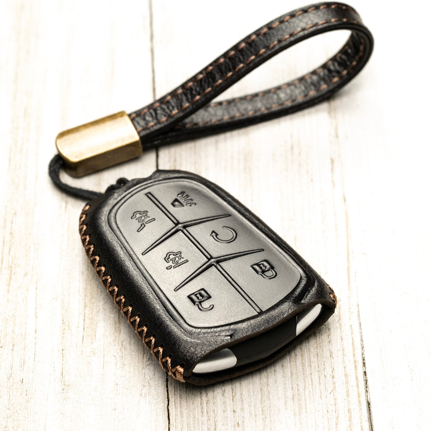 Vitodeco Superior Leather Key Fob Case Compatible for Cadillac XT4, Cadillac XT5, Cadillac XT6 2019-2025, 6-Button