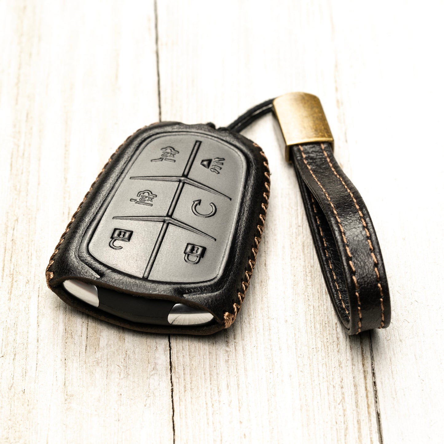 Vitodeco Superior Leather Key Fob Case Compatible for Cadillac XT4, Cadillac XT5, Cadillac XT6 2019-2025, 6-Button