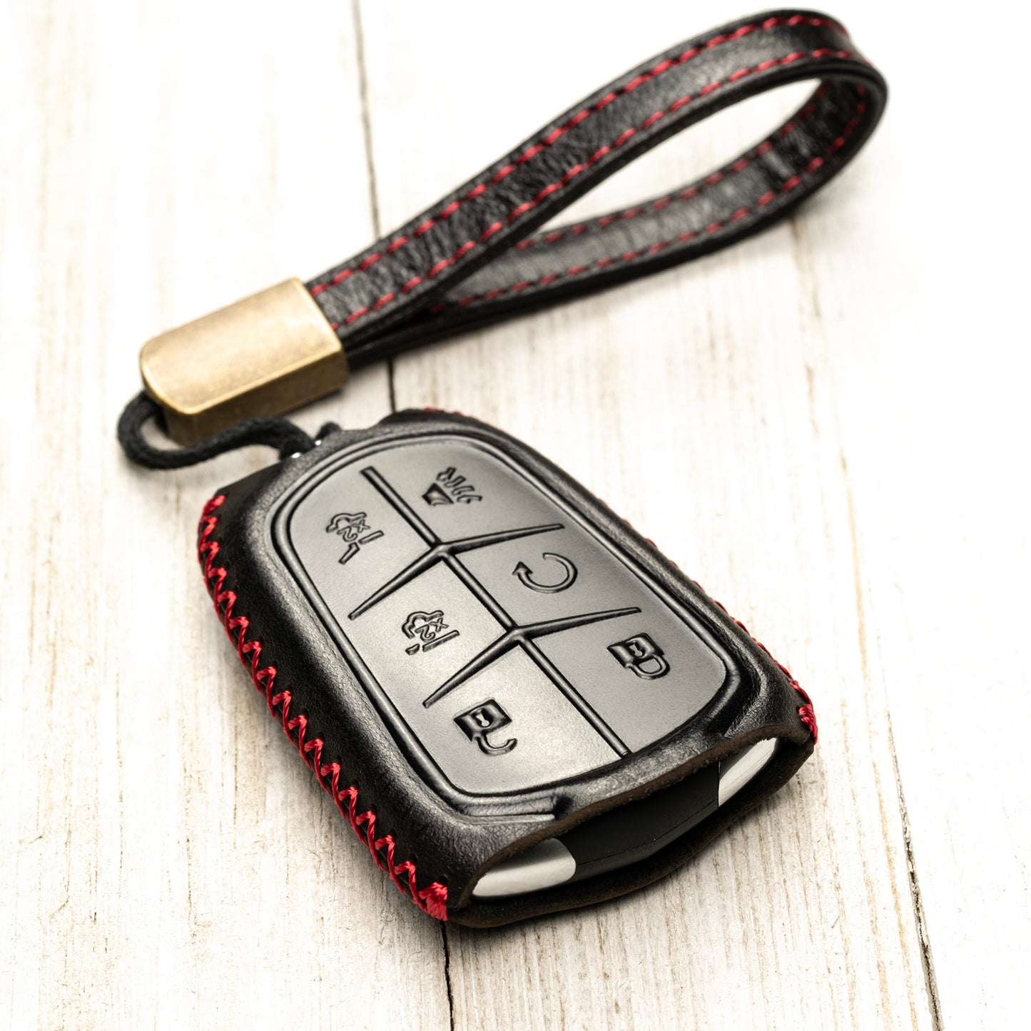 Vitodeco Superior Leather Key Fob Case Compatible for Cadillac XT4, Cadillac XT5, Cadillac XT6 2019-2025, 6-Button