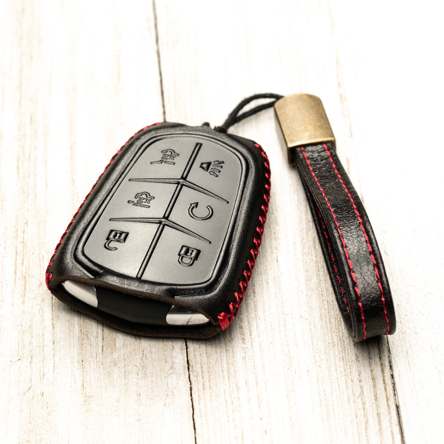 Vitodeco Superior Leather Key Fob Case Compatible for Cadillac XT4, Cadillac XT5, Cadillac XT6 2019-2025, 6-Button
