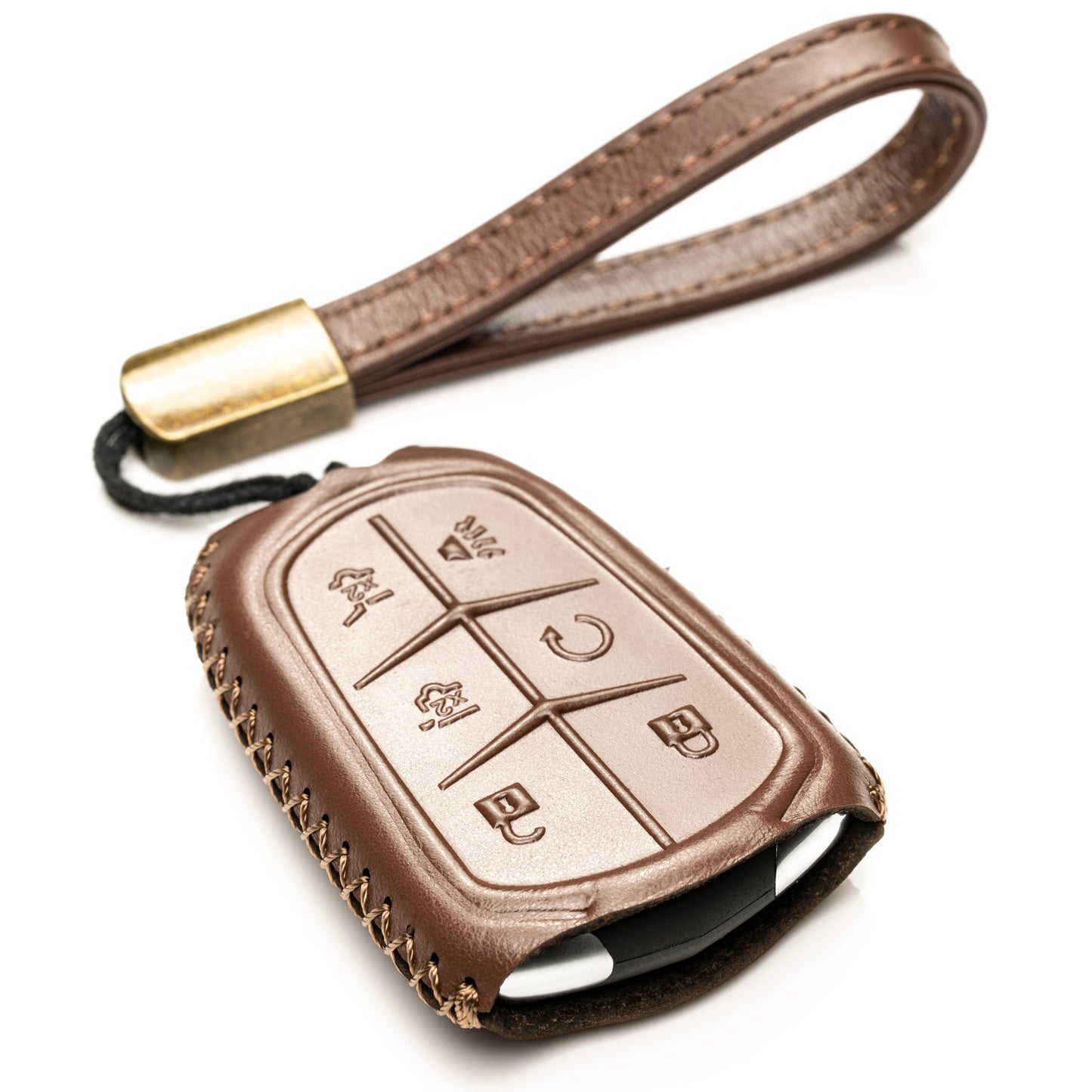 Vitodeco Superior Leather Key Fob Case Compatible for Cadillac XT4, Cadillac XT5, Cadillac XT6 2019-2025, 6-Button