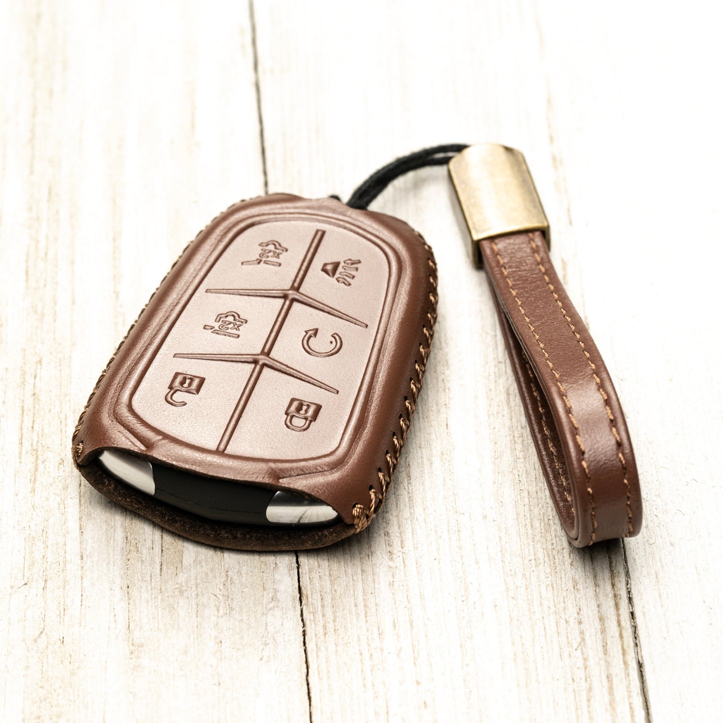 Vitodeco Superior Leather Key Fob Case Compatible for Cadillac XT4, Cadillac XT5, Cadillac XT6 2019-2025, 6-Button