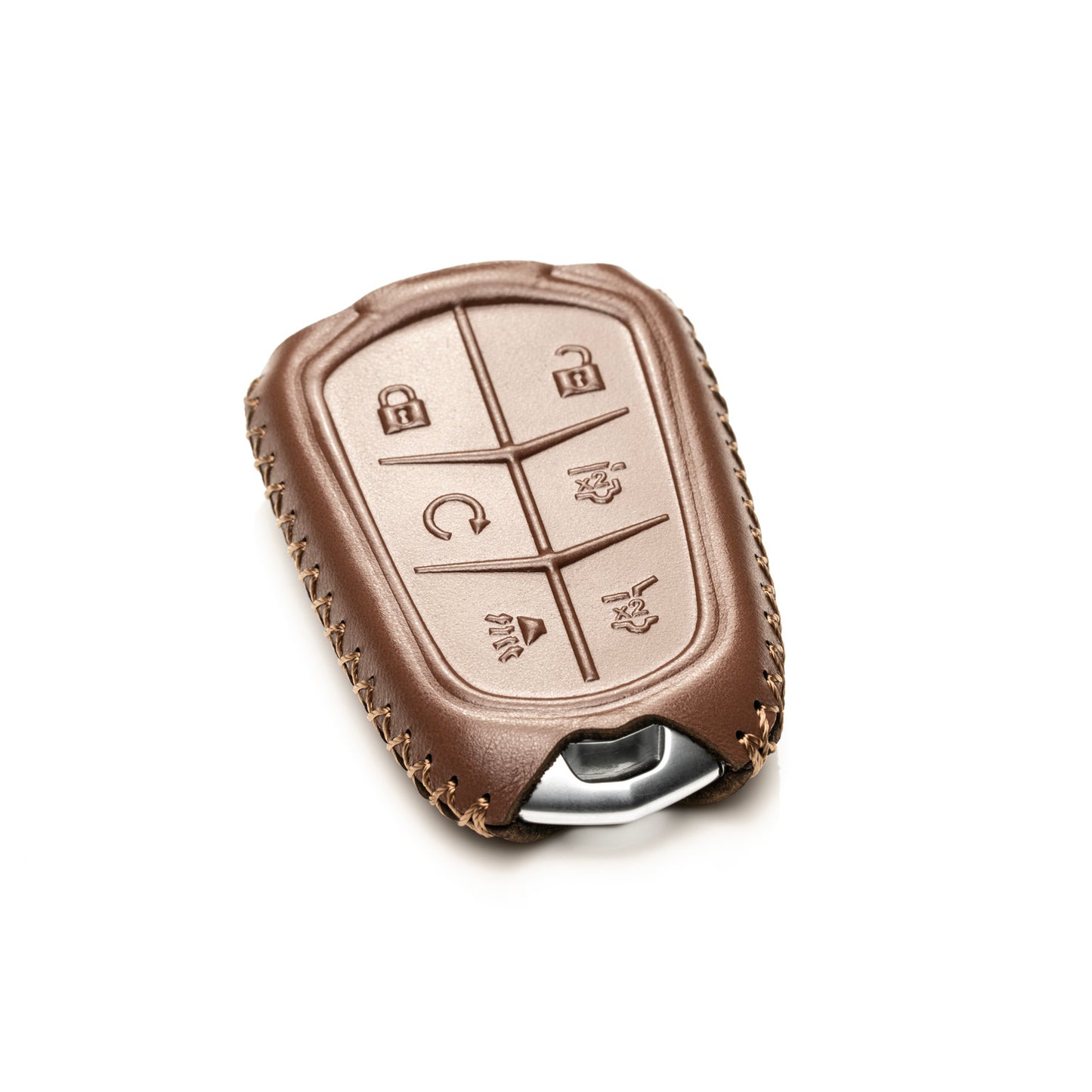 Vitodeco Superior Leather Key Fob Case Compatible for Cadillac XT4, Cadillac XT5, Cadillac XT6 2019-2025, 6-Button