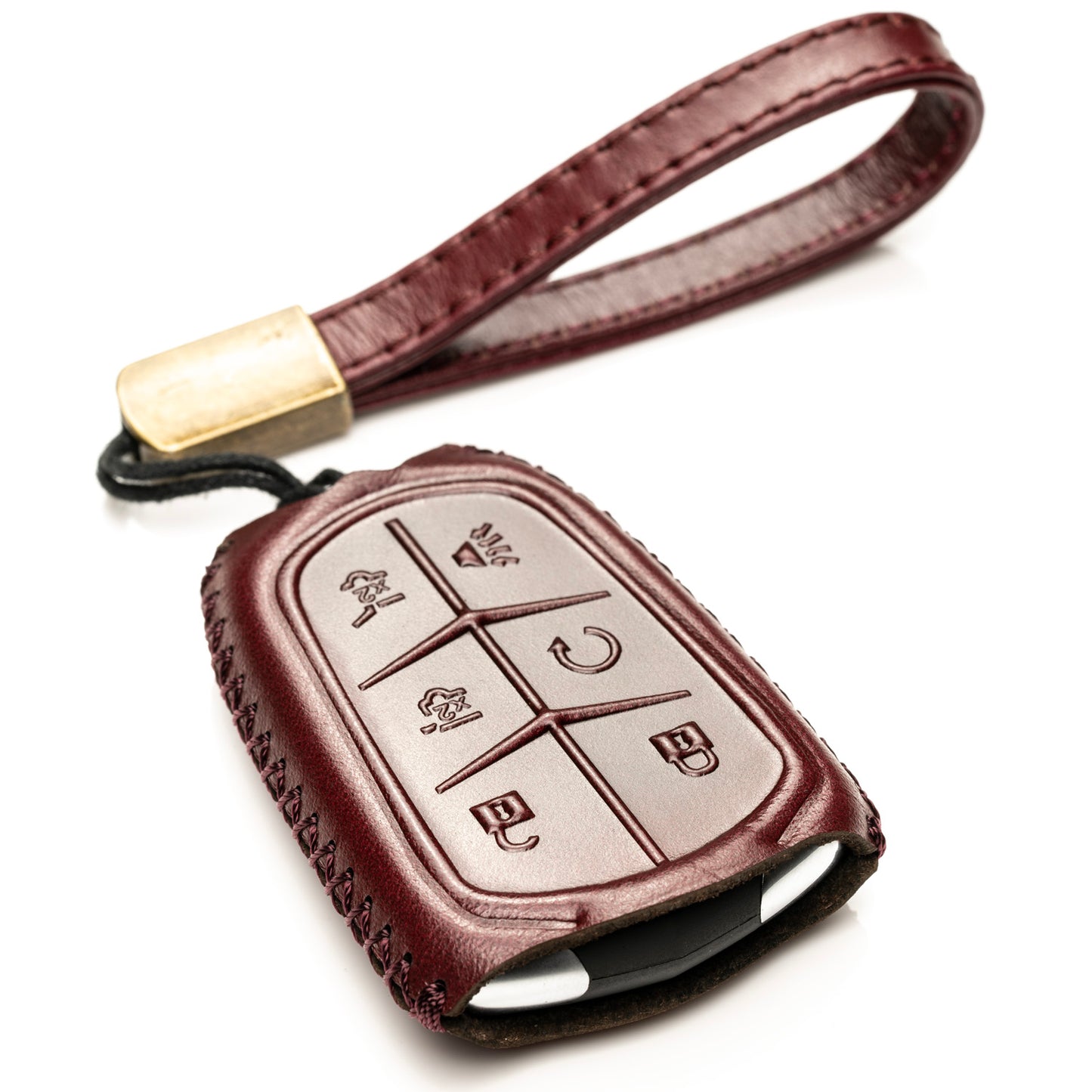 Vitodeco Superior Leather Key Fob Case Compatible for Cadillac XT4, Cadillac XT5, Cadillac XT6 2019-2025, 6-Button