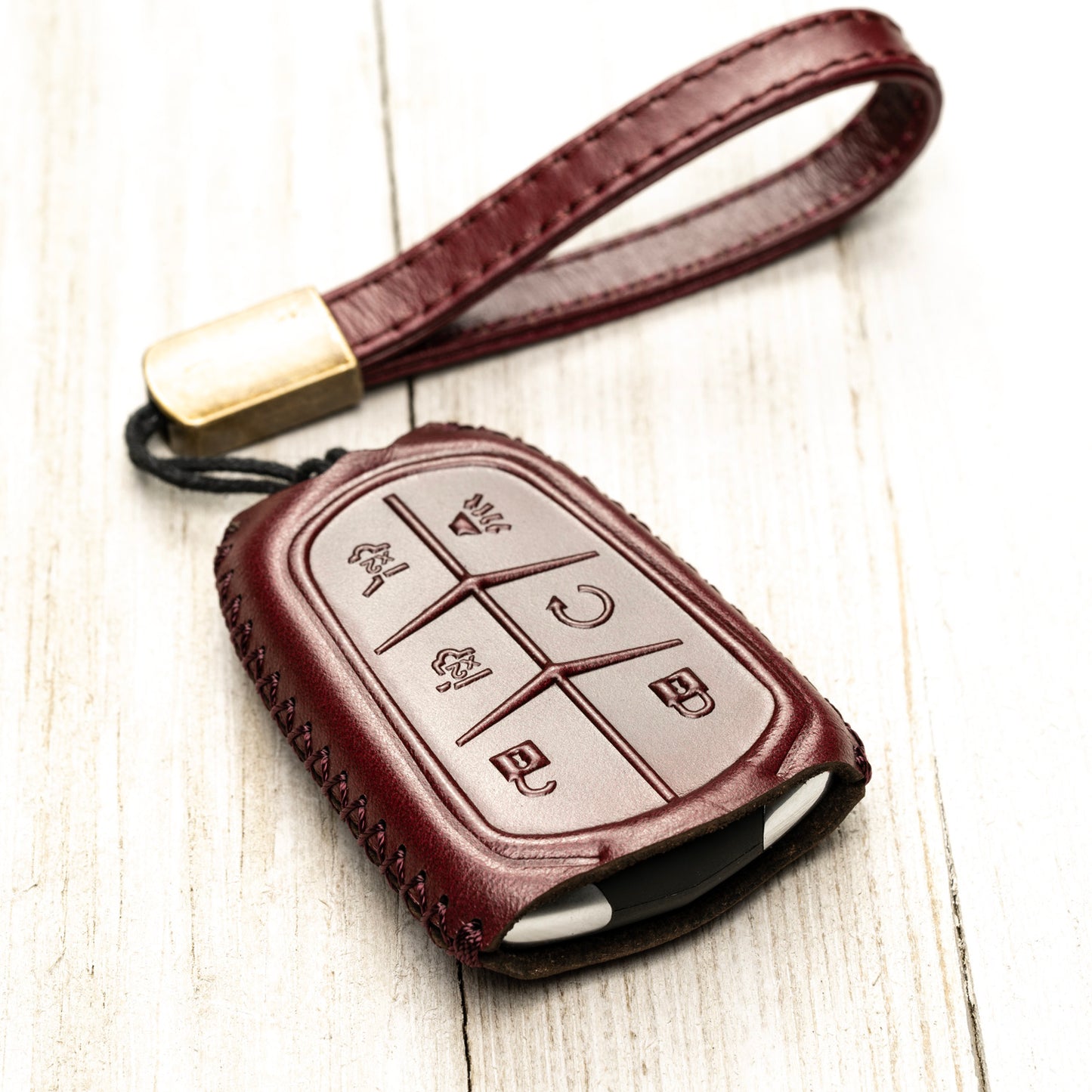 Vitodeco Superior Leather Key Fob Case Compatible for Cadillac XT4, Cadillac XT5, Cadillac XT6 2019-2025, 6-Button