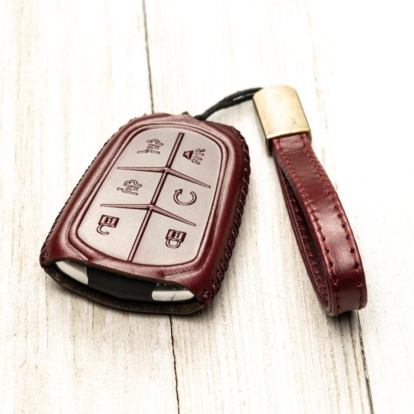 Vitodeco Superior Leather Key Fob Case Compatible for Cadillac XT4, Cadillac XT5, Cadillac XT6 2019-2025, 6-Button