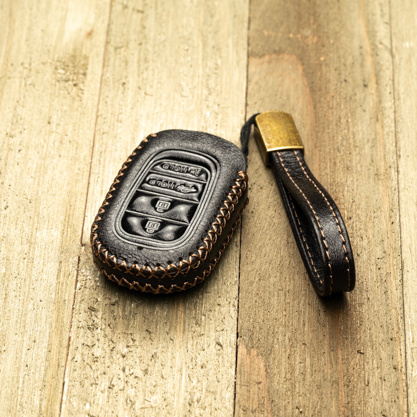 Vitodeco Superior Leather Key Fob Case Compatible for Honda Civic, Accord, HR-V, CRV, Pilot, Passport 2023-2025, 4-Button