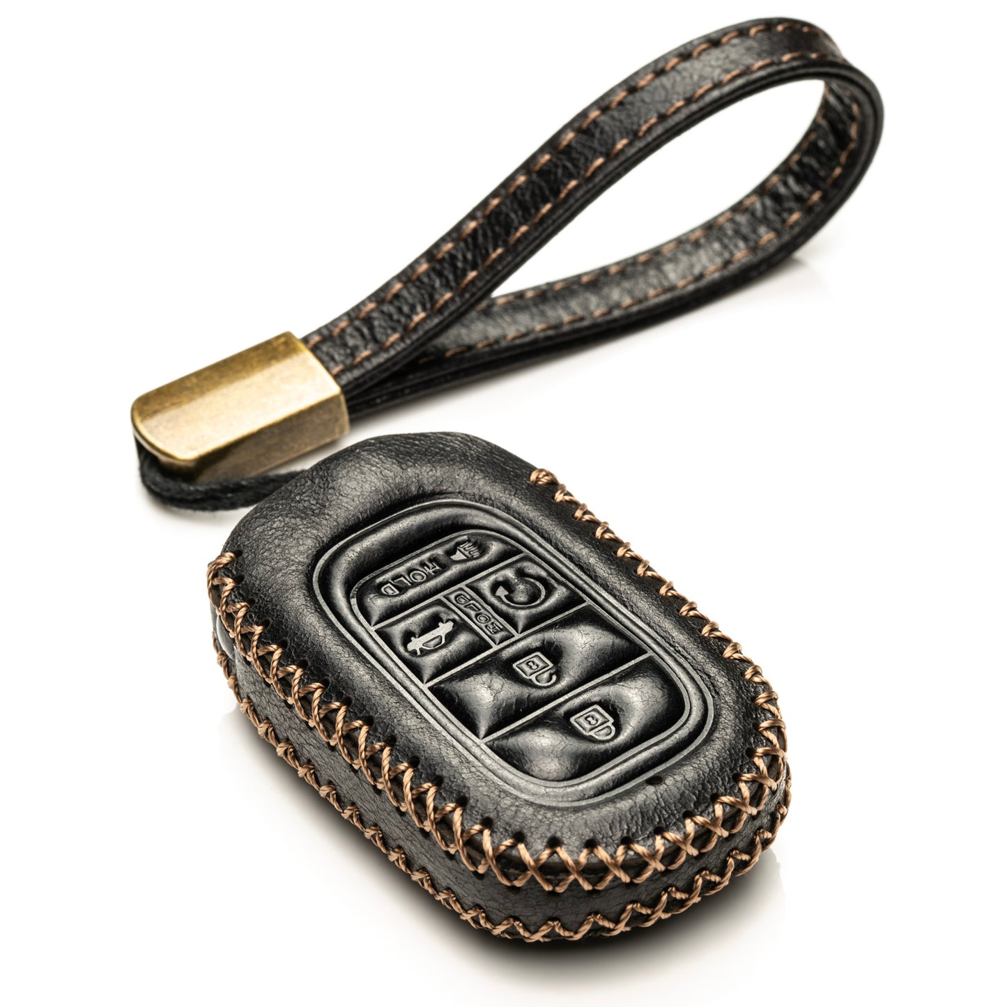 Vitodeco Superior Leather Key Fob Case Compatible for Honda Civic, Accord, HR-V, CRV, Pilot, Passport 2023-2025, 5-Button
