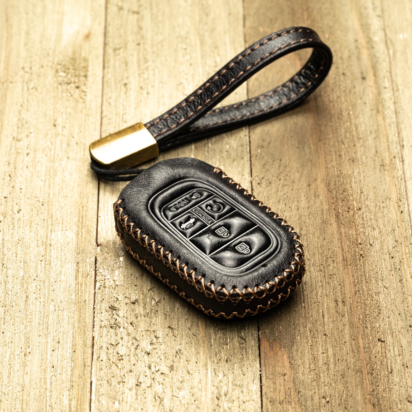 Vitodeco Superior Leather Key Fob Case Compatible for Honda Civic, Accord, HR-V, CRV, Pilot, Passport 2023-2025, 5-Button