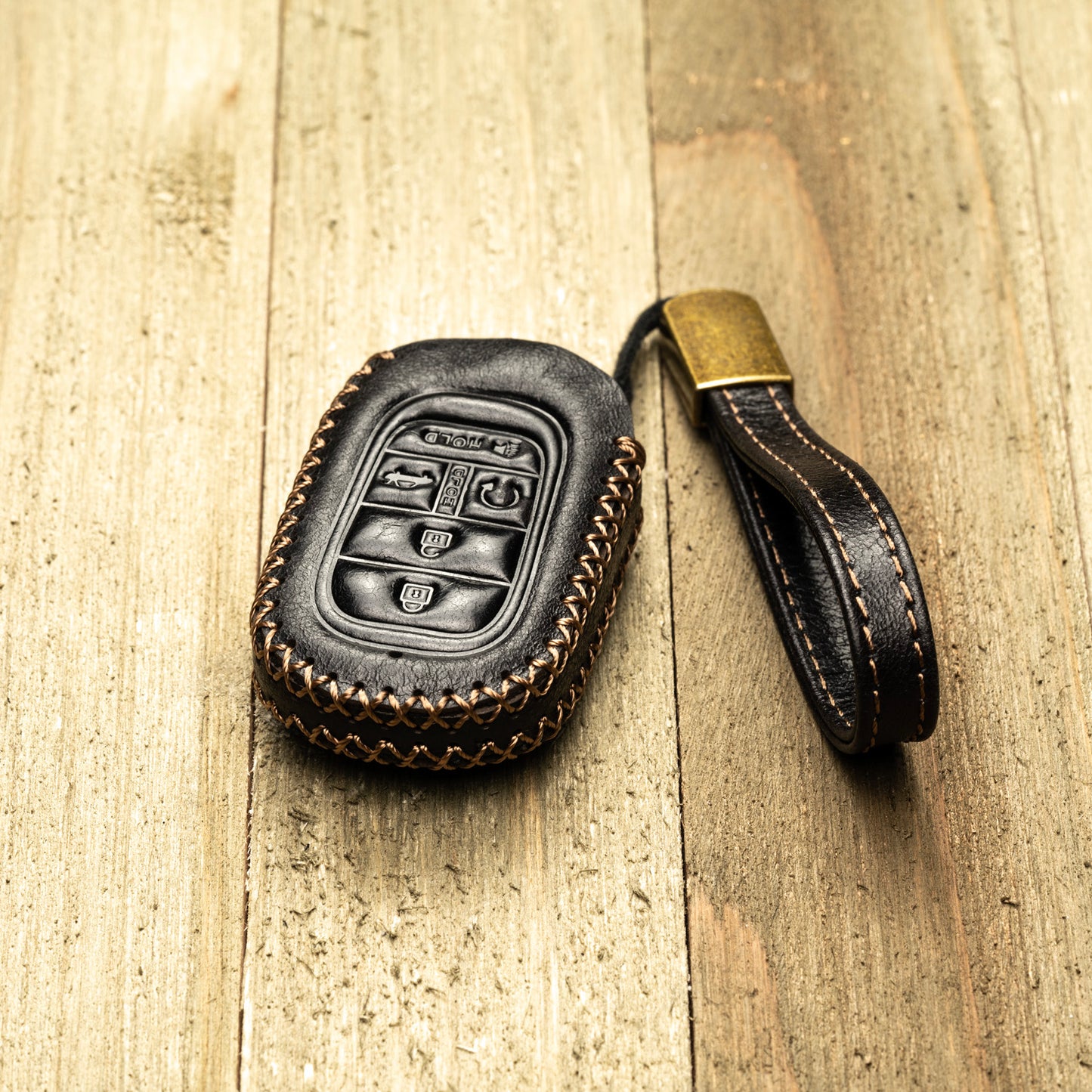 Vitodeco Superior Leather Key Fob Case Compatible for Honda Civic, Accord, HR-V, CRV, Pilot, Passport 2023-2025, 5-Button