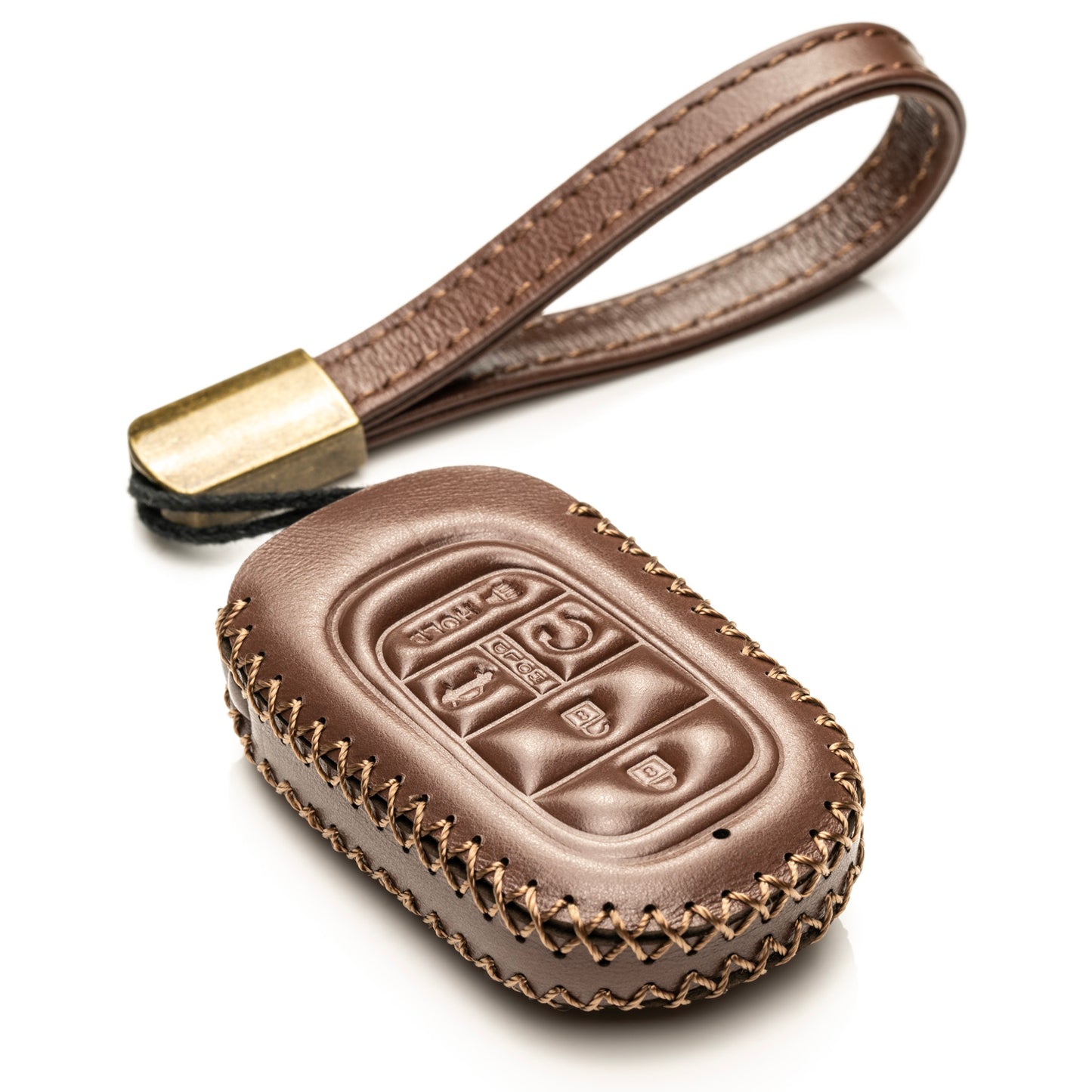 Vitodeco Superior Leather Key Fob Case Compatible for Honda Civic, Accord, HR-V, CRV, Pilot, Passport 2023-2025, 5-Button