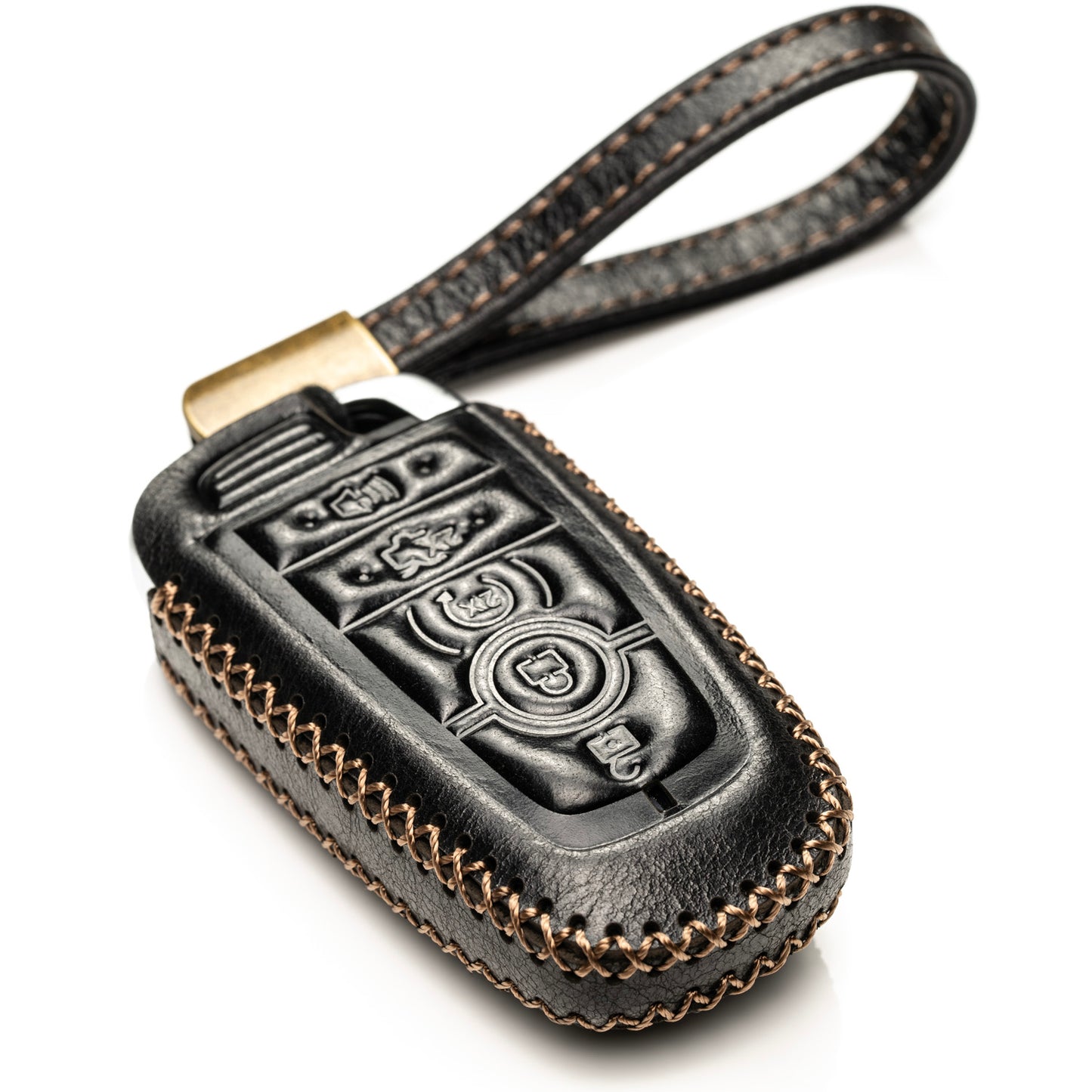 Vitodeco Superior Leather Key Fob Case Compatible for Lincoln Aviator 2020-2025, Lincoln Corsair 2020-2025, Lincoln Nautilus 2020-2025, Lincoln Navigator 2020-2025, 5-Button