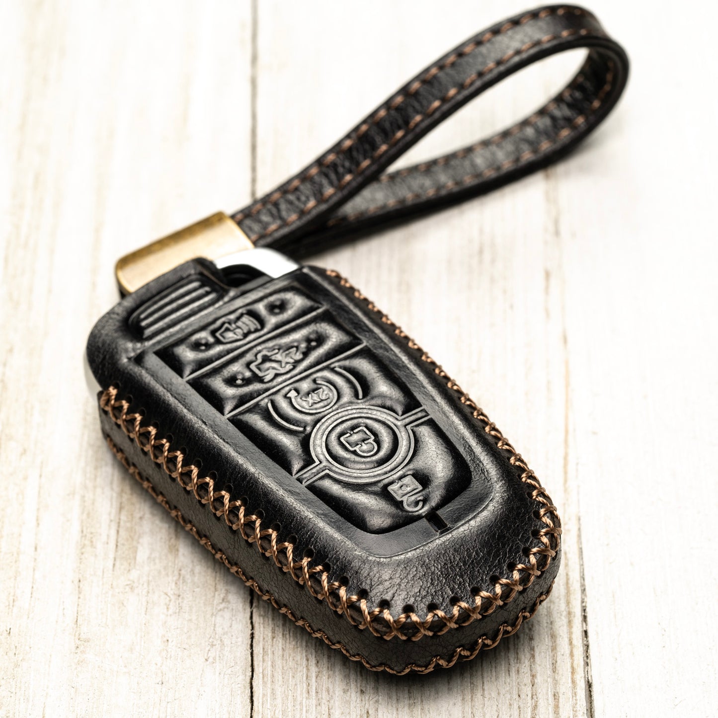 Vitodeco Superior Leather Key Fob Case Compatible for Lincoln Aviator 2020-2025, Lincoln Corsair 2020-2025, Lincoln Nautilus 2020-2025, Lincoln Navigator 2020-2025, 5-Button