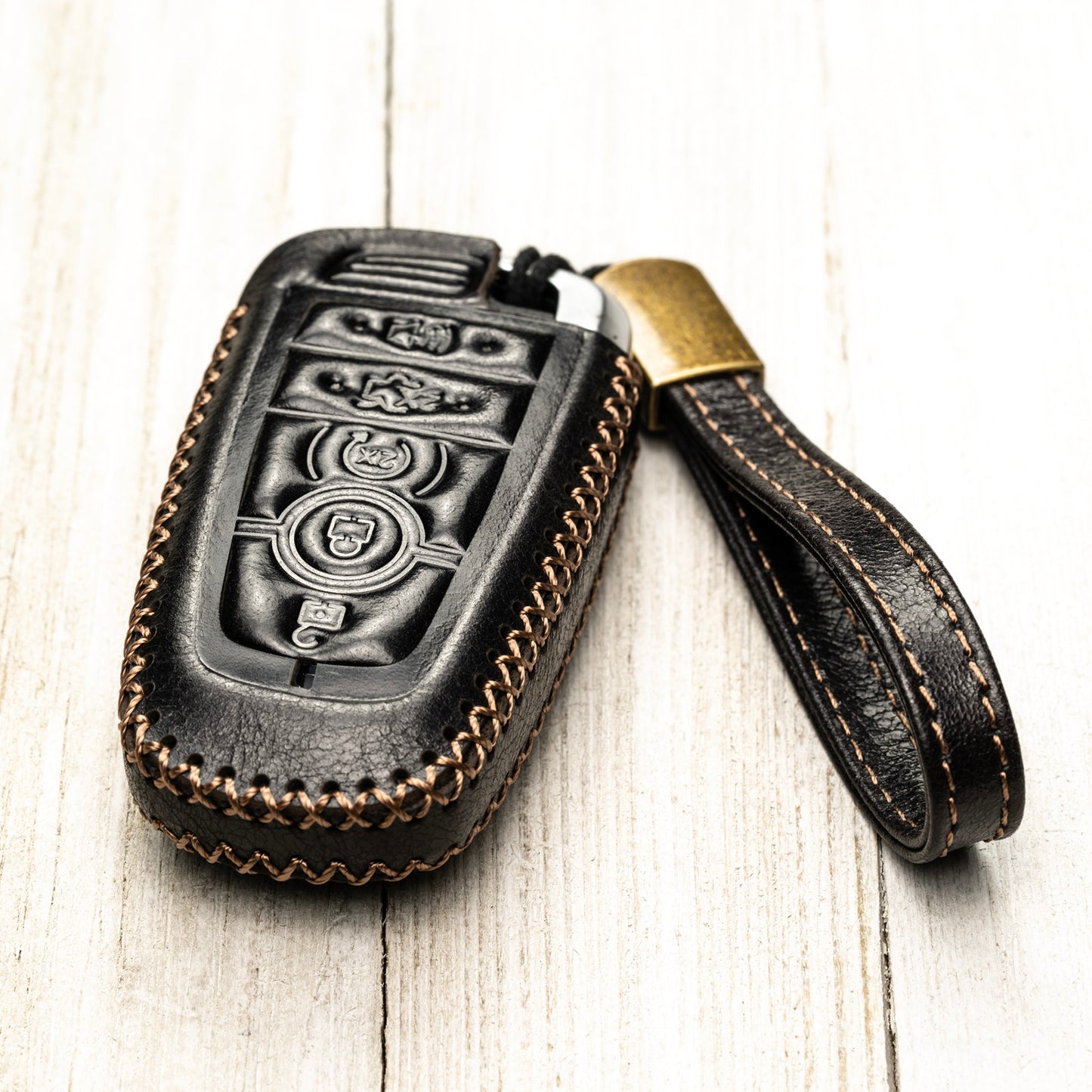 Vitodeco Superior Leather Key Fob Case Compatible for Lincoln Aviator 2020-2025, Lincoln Corsair 2020-2025, Lincoln Nautilus 2020-2025, Lincoln Navigator 2020-2025, 5-Button