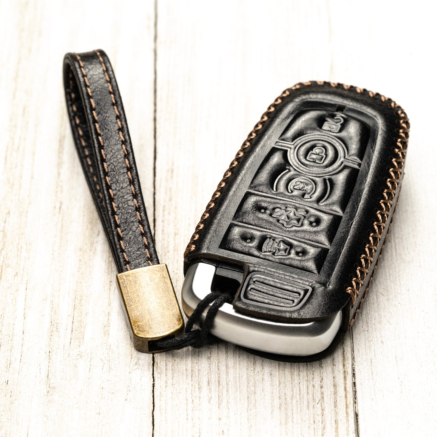 Vitodeco Superior Leather Key Fob Case Compatible for Lincoln Aviator 2020-2025, Lincoln Corsair 2020-2025, Lincoln Nautilus 2020-2025, Lincoln Navigator 2020-2025, 5-Button