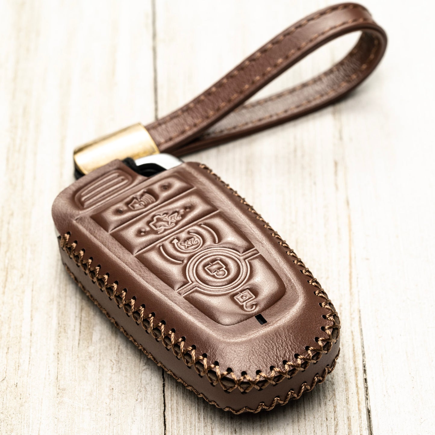Vitodeco Superior Leather Key Fob Case Compatible for Lincoln Aviator 2020-2025, Lincoln Corsair 2020-2025, Lincoln Nautilus 2020-2025, Lincoln Navigator 2020-2025, 5-Button