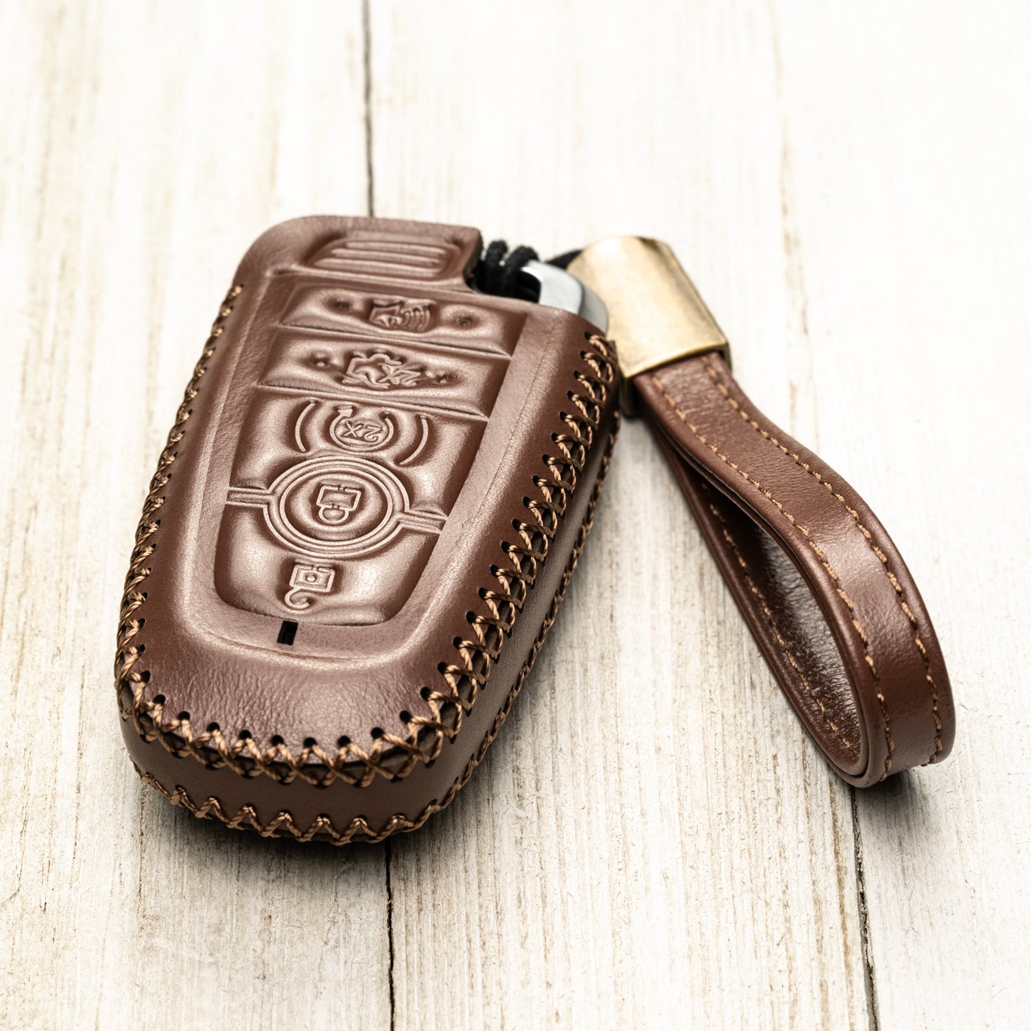 Vitodeco Superior Leather Key Fob Case Compatible for Lincoln Aviator 2020-2025, Lincoln Corsair 2020-2025, Lincoln Nautilus 2020-2025, Lincoln Navigator 2020-2025, 5-Button