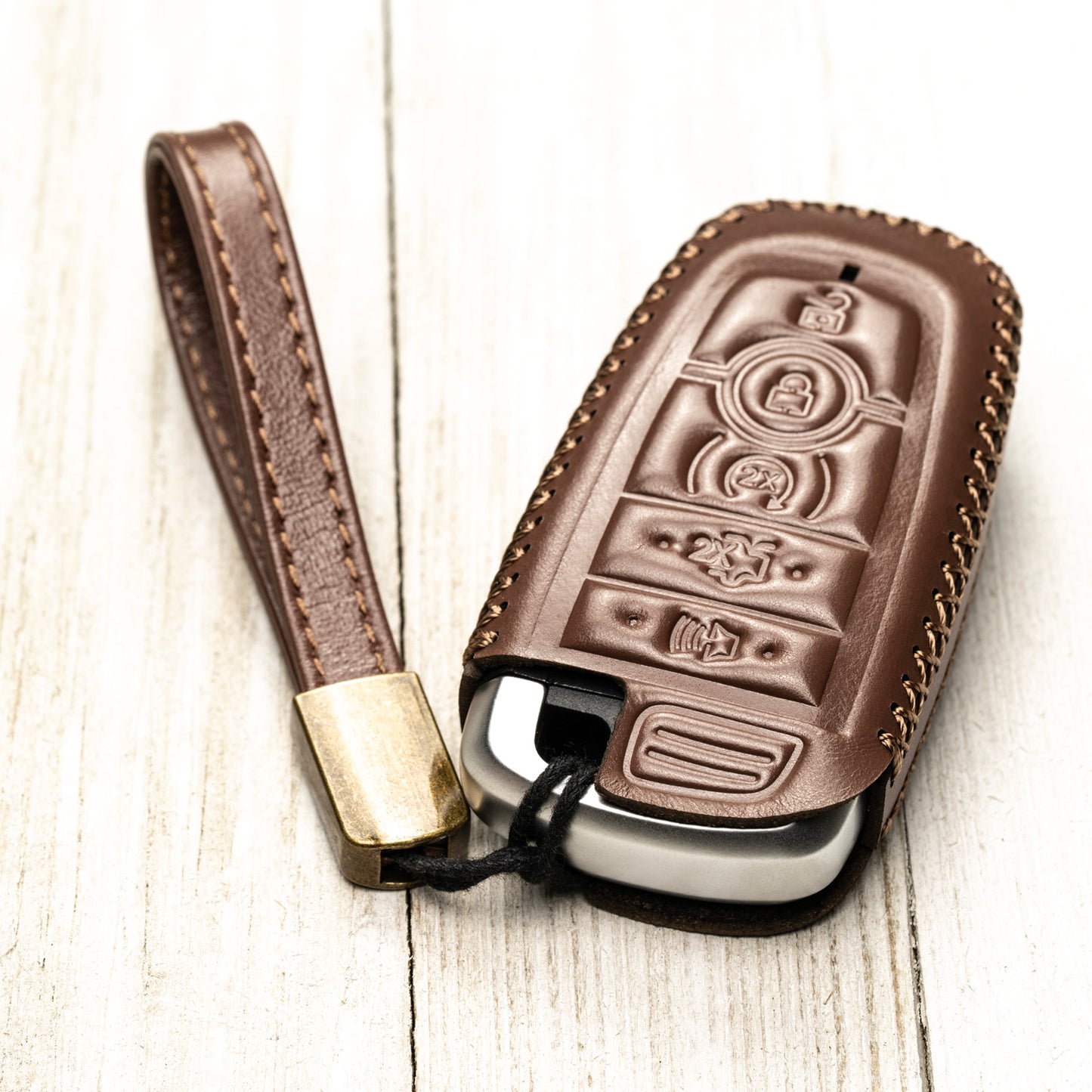Vitodeco Superior Leather Key Fob Case Compatible for Lincoln Aviator 2020-2025, Lincoln Corsair 2020-2025, Lincoln Nautilus 2020-2025, Lincoln Navigator 2020-2025, 5-Button