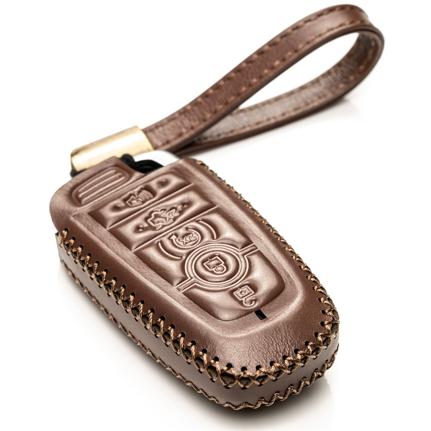Vitodeco Superior Leather Key Fob Case Compatible for Ford Mustang 2018-2025, Ford Mustang Mach-E 2021-2025, 5-Button