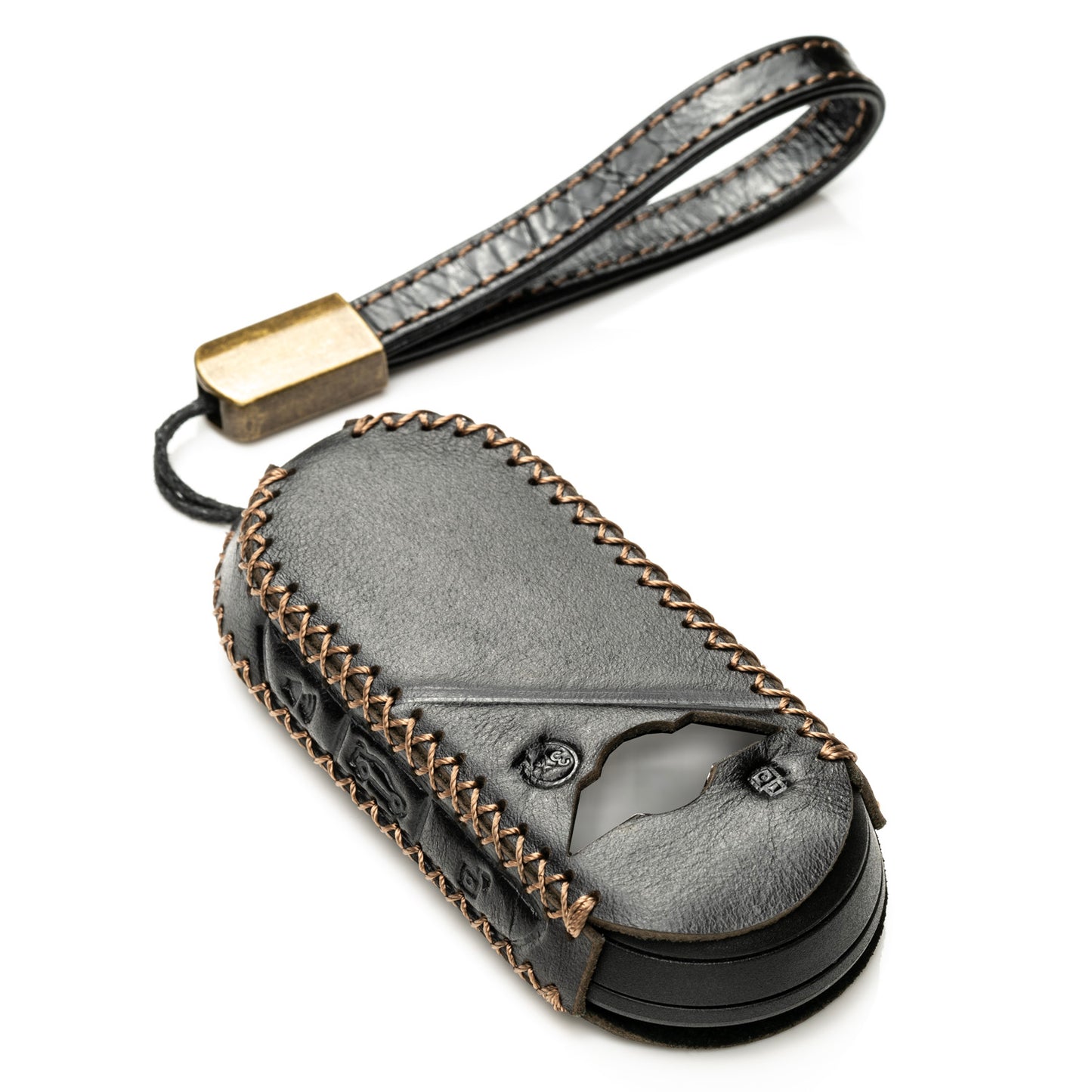 Vitodeco Superior Leather Smart Key Fob Cover Compatible with Mini Countryman S ALL4, Countryman SE ALL4, Cooper 2 Door, Cooper S 4 Door, Convertible, 4-Button