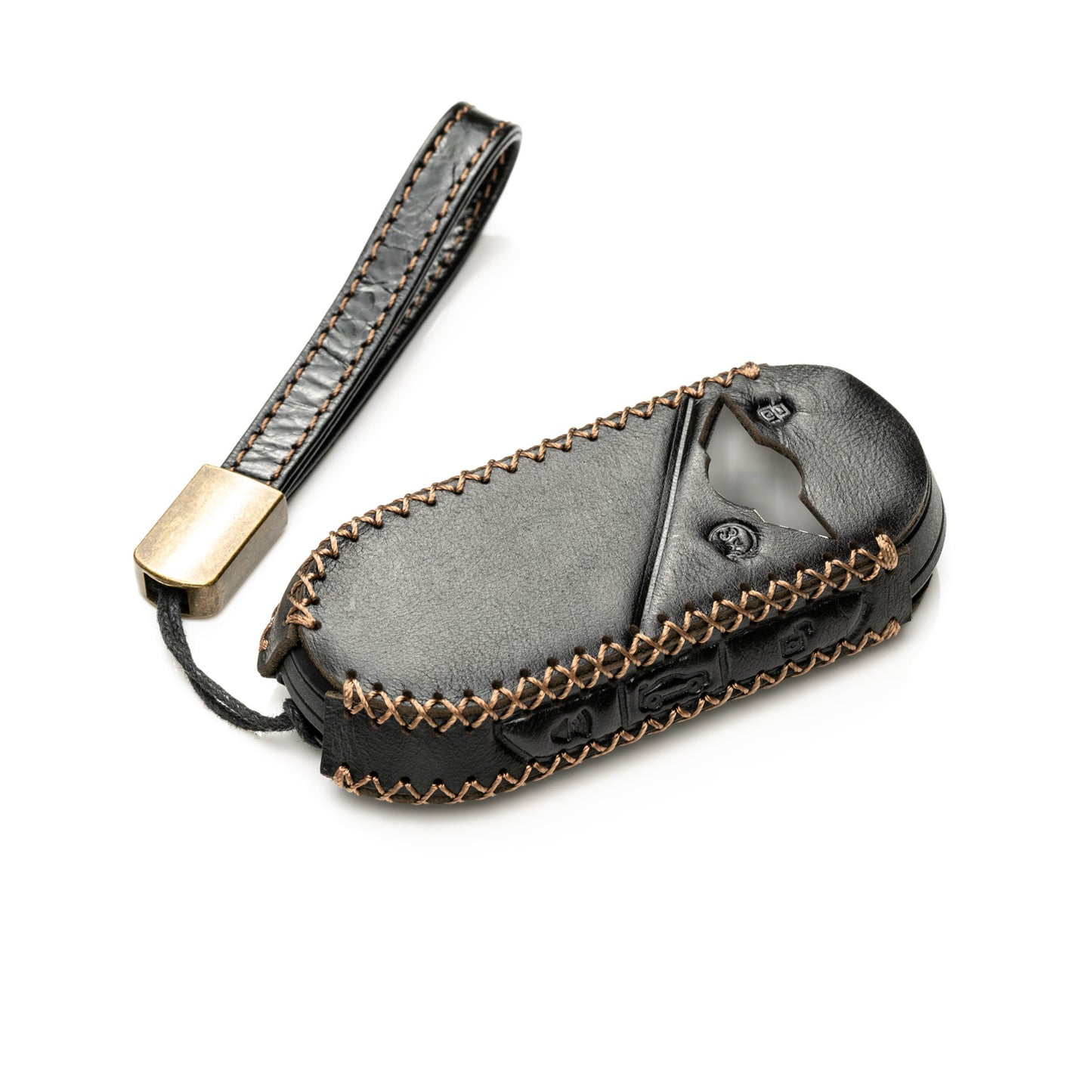 Vitodeco Superior Leather Smart Key Fob Cover Compatible with Mini Countryman S ALL4, Countryman SE ALL4, Cooper 2 Door, Cooper S 4 Door, Convertible, 4-Button