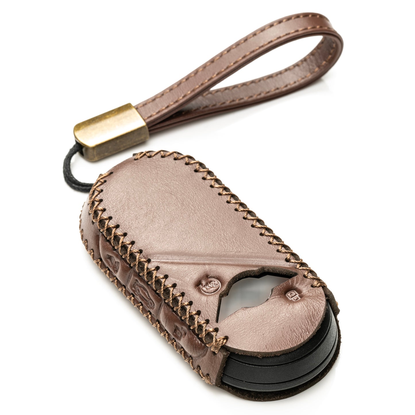 Vitodeco Superior Leather Smart Key Fob Cover Compatible with Mini Countryman S ALL4, Countryman SE ALL4, Cooper 2 Door, Cooper S 4 Door, Convertible, 4-Button