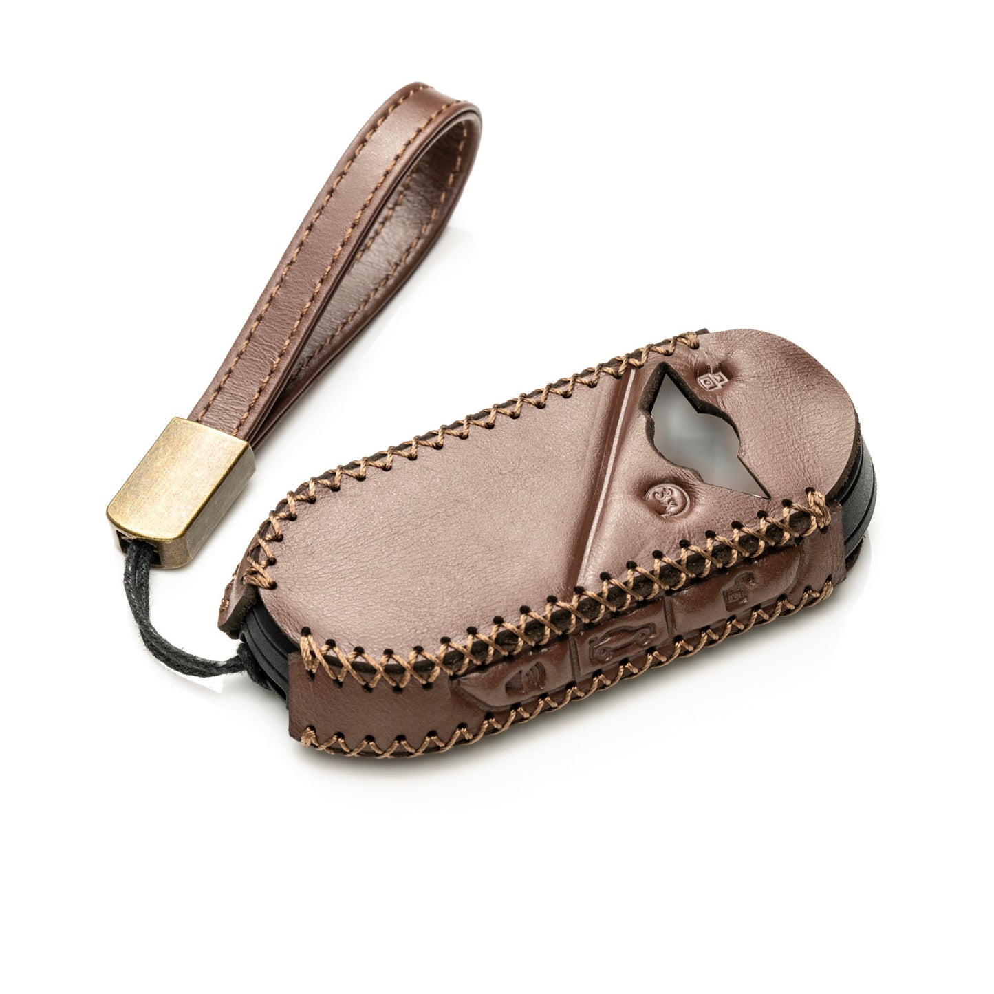 Vitodeco Superior Leather Smart Key Fob Cover Compatible with Mini Countryman S ALL4, Countryman SE ALL4, Cooper 2 Door, Cooper S 4 Door, Convertible, 4-Button