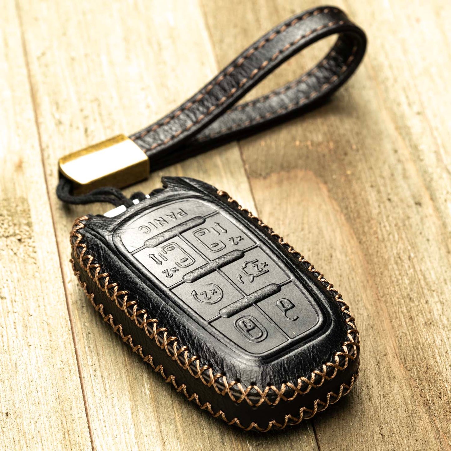 Vitodeco Superior Leather Key Fob Case Compatible for 2017-2025 Chrysler Pacifica, 7-Button